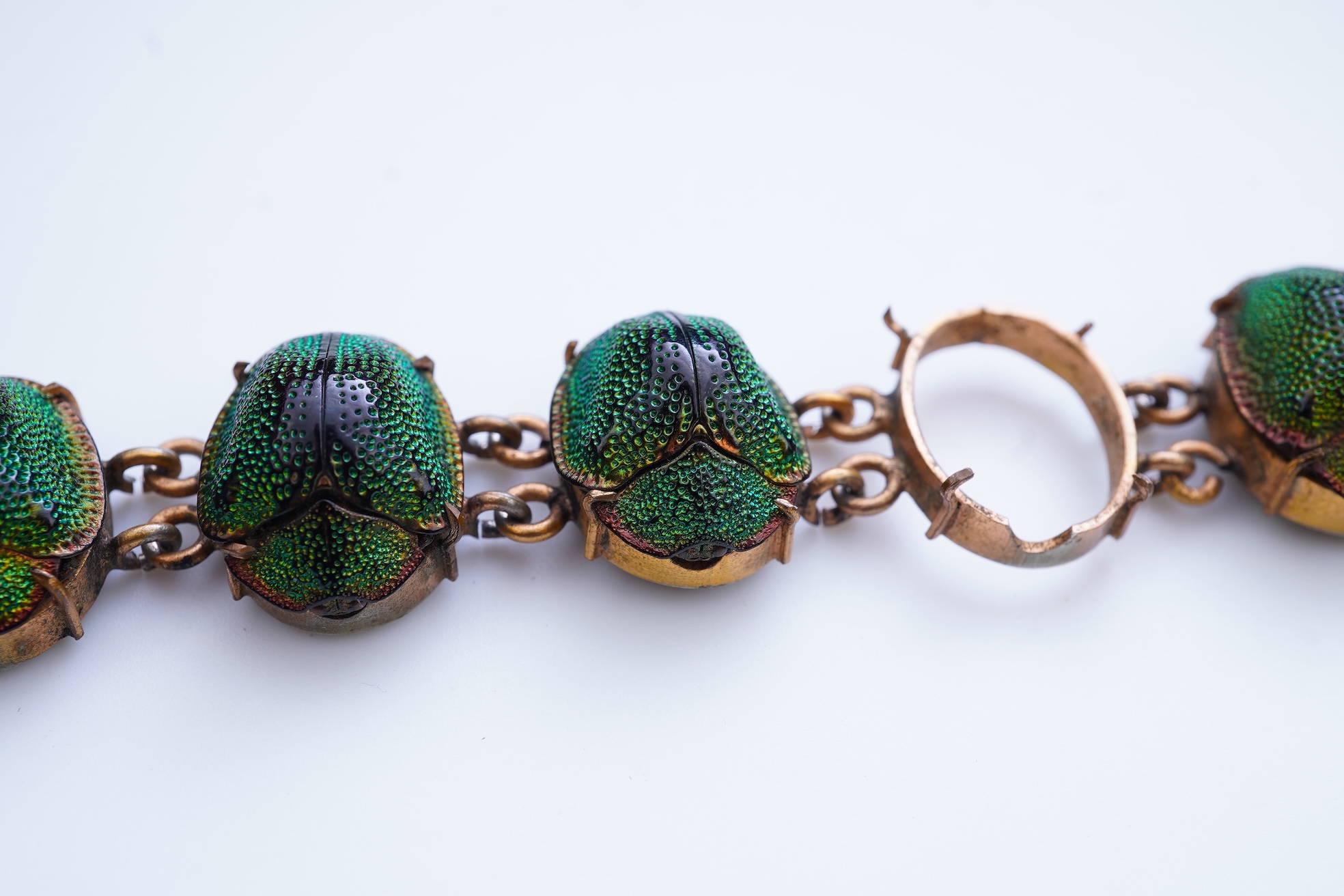 A Victorian beetle carapace bracelet, mid 19th century